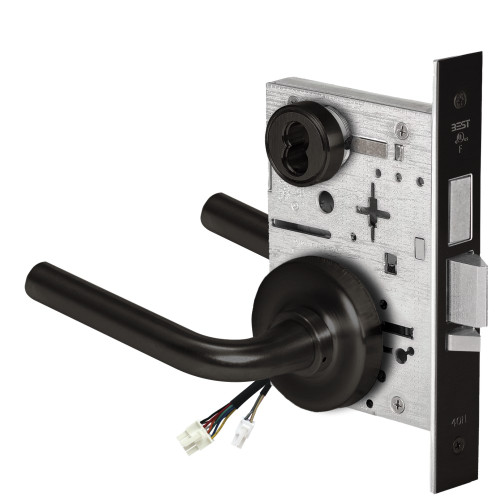 BEST 45HW7TDEL12R622 Fail Safe 24V With Deadbolt Electrified Mortise Lock 12 Lever R Rose Flat Black