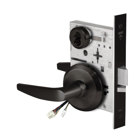 BEST 45HW7DEL16S62212V Fail Safe 12V Electrified Mortise Lock 16 Lever S Rose Flat Black