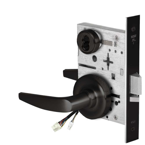BEST 45HW7WEU16R622RQE12V Fail Secure 12V Double Cylinder Electrified Mortise Lock 16 Lever R Rose Request to Exit Flat Black 45HW7WEU16R622RQE12V