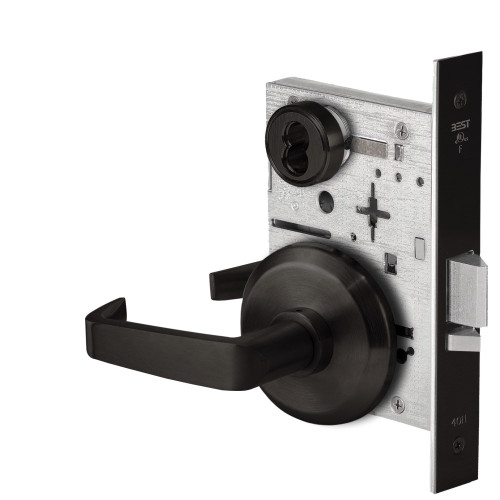 BEST 45HW7WEU15S622RQE12V Fail Secure 12V Double Cylinder Electrified Mortise Lock 15 Lever S Rose Request to Exit Flat Black