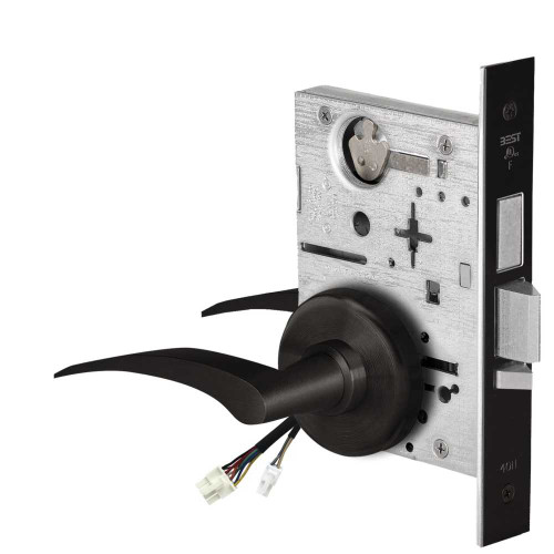 BEST 45HW0LEL17LH622RQE12V Fail Safe 12V With Deadbolt No Key Override Electrified Mortise Lock 17 Lever H Rose Left Hand Request to Exit Flat Black 45HW0LEL17LH622RQE12V