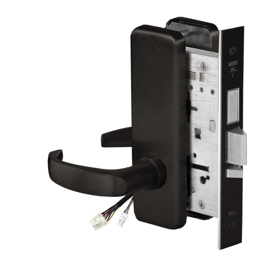 BEST 45HW0LEL14J62212V Fail Safe 12V With Deadbolt No Key Override Electrified Mortise Lock 14 Lever J Escutcheon Flat Black 45HW0LEL14J62212V