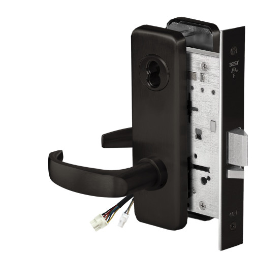 BEST 45HW7WEU14J622RQE12V Fail Secure 12V Double Cylinder Electrified Mortise Lock 14 Lever J Escutcheon Request to Exit Flat Black