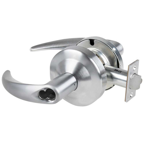 Schlage ND92JD OME 626 Grade 1 Entrance Lock Omega Lever Schlage FSIC Prep Less Core Satin Chrome Finish Non-Handed ND92JD OME 626
