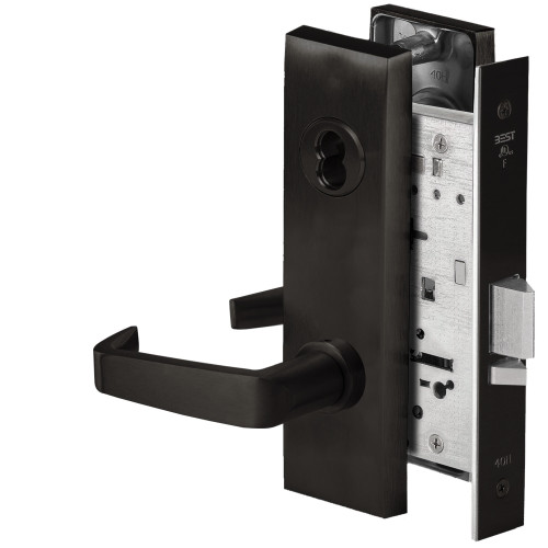 BEST 45HW7WEL15M622RQE Fail Safe 24V Double Cylinder Electrified Mortise Lock 15 Lever M Escutcheon Request to Exit Flat Black