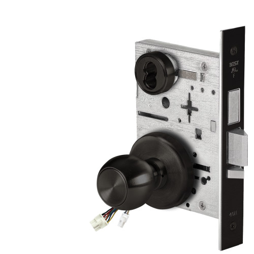 BEST 45HW7TWEL4H622 Fail Safe 24V Double Cylinder With Deadbolt Electrified Mortise Lock 4 Knob H Rose Flat Black