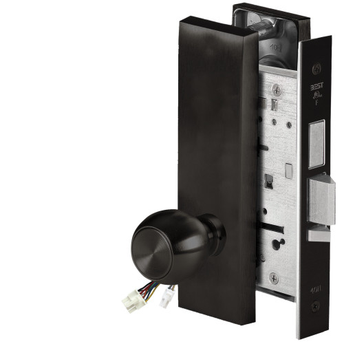 BEST 45HW0LEU4M62212V Fail Secure 12V With Deadbolt No Key Override Electrified Mortise Lock 4 Knob M Escutcheon Flat Black