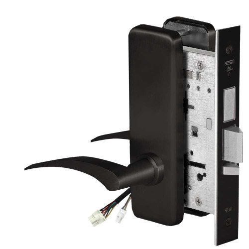 BEST 45HW0LEL17RJ622 Fail Safe 24V With Deadbolt No Key Override Electrified Mortise Lock 17 Lever J Escutcheon Right Hand Flat Black 45HW0LEL17RJ622