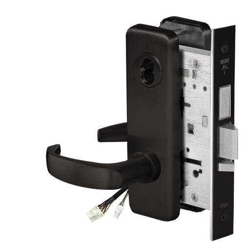 BEST 45HW7TDEU14J622RQE Fail Secure 24V With Deadbolt Electrified Mortise Lock 14 Lever J Escutcheon Request to Exit Flat Black 45HW7TDEU14J622RQE