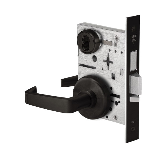 BEST 45HW7TDEU15H622RQE12V Fail Secure 12V With Deadbolt Electrified Mortise Lock 15 Lever H Rose Request to Exit Flat Black
