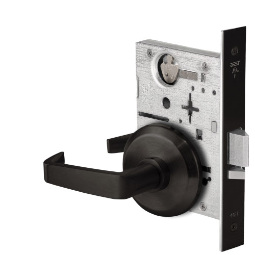 BEST 45HW0NXEL15S622 Fail Safe 24V No Key Override Electrified Mortise Lock 15 Lever S Rose Flat Black
