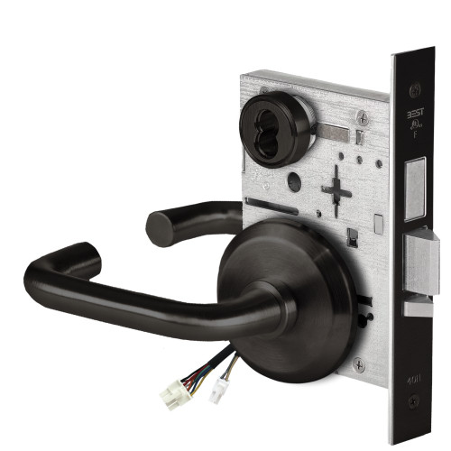 BEST 45HW7TDEU3S622 Fail Secure 24V With Deadbolt Electrified Mortise Lock 3 Lever S Rose Flat Black