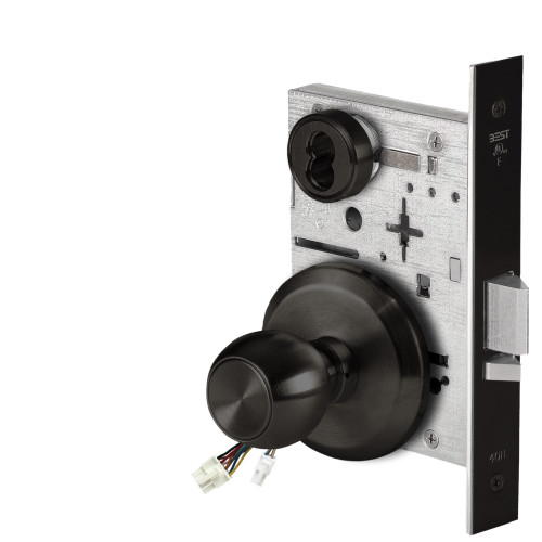 BEST 45HW7WEU4S622 Fail Secure 24V Double Cylinder Electrified Mortise Lock 4 Knob S Rose Flat Black