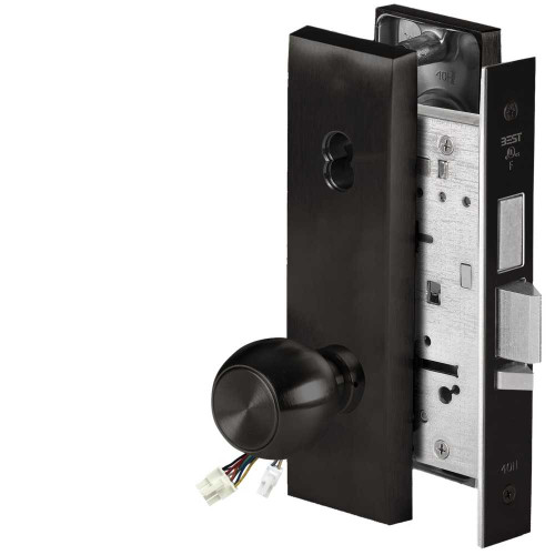 BEST 45HW7TDEL4N622 Fail Safe 24V With Deadbolt Electrified Mortise Lock 4 Knob N Escutcheon Flat Black 45HW7TDEL4N622