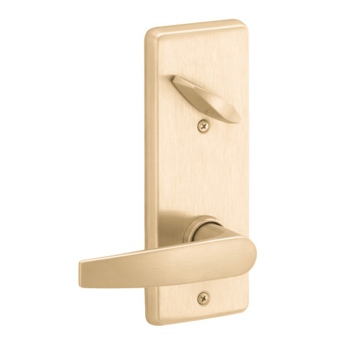 Schlage S210LD JUP 606 Grade 2 Interconnected  Entrance Lock Single Locking Jupiter Adjustable 2-3/8 or 2-3/4 Backset Less Cylinder Satin Brass