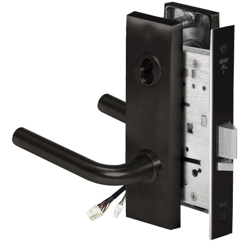 BEST 45HW7DEU12M622RQE Fail Secure 24V Electrified Mortise Lock 12 Lever M Escutcheon Request to Exit Flat Black
