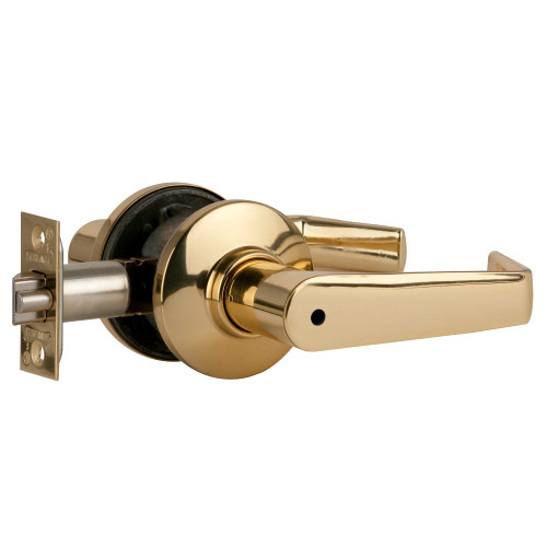 Schlage S40D SAT 605 Grade 2 Tubular Lock Privacy Function Non-Keyed Saturn Lever Bright Brass Finish Non-Handed