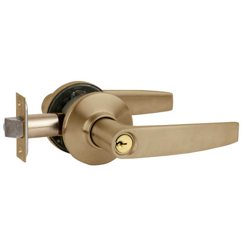 Schlage S51PD JUP 609 Grade 2 Tubular Lock Entrance/Office Function Key in Lever Cylinder Jupiter Lever Antique Brass Finish Non-Handed S51PD JUP 609