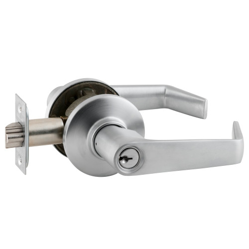 Schlage S70PD SAT 626 10-025 C123 Grade 2 Tubular Lock Classroom Function Key in Lever Cylinder Saturn Lever ANSI Strike Satin Chrome Finish Non-Handed