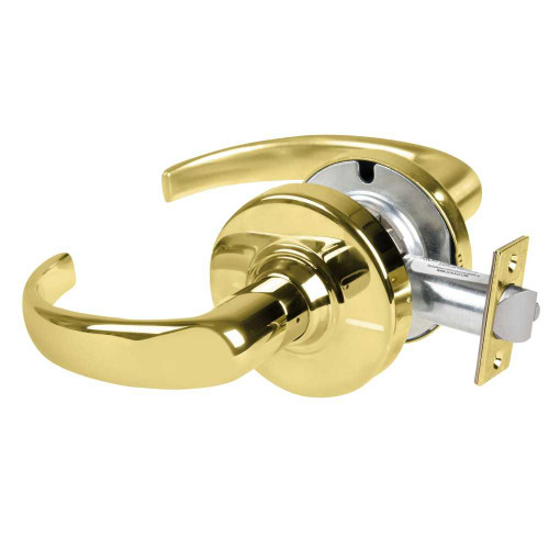 Schlage ND10S SPA 605 Grade 1 Passage Latch Sparta Lever Non-Keyed Bright Brass Finish Non-Handed ND10S SPA 605