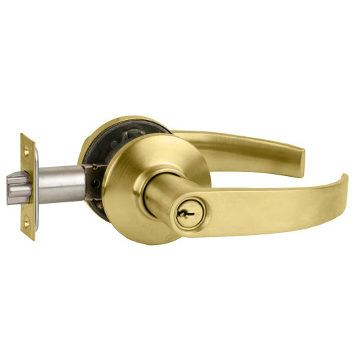 Schlage S80PD NEP 606 Grade 2 Tubular Lock Storeroom Function Key in Lever Cylinder Neptune Lever Satin Brass Finish Non-Handed S80PD NEP 606