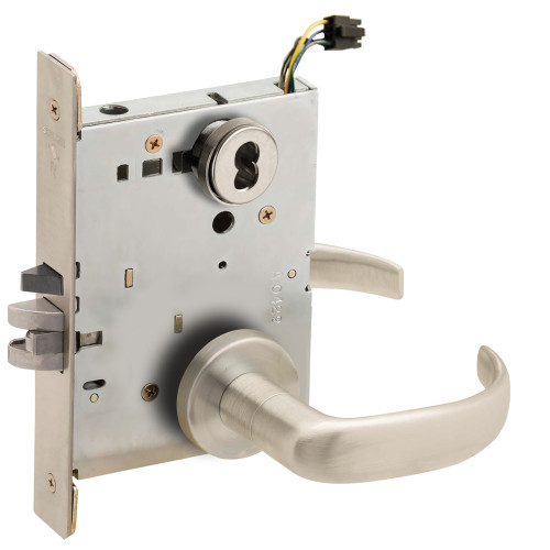 Schlage L9092EUJ 17A 619 LX Grade 1 Fail Secure Electric Mortise Lock Schlage FSIC Prep Less Core 17 Lever A Rose Latchbolt Monitor Satin Nickel Plated Clear Coated Finish Field Reversible