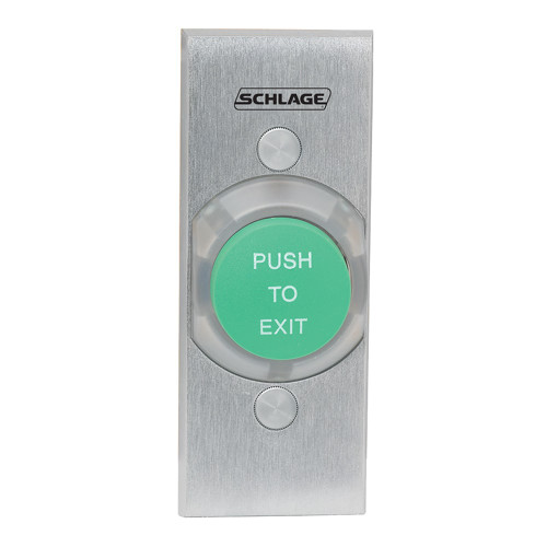 Schlage Electronics 621GR EX NS 1-1/4 Button Single Gang Green PUSH TO EXIT Narrow Stile