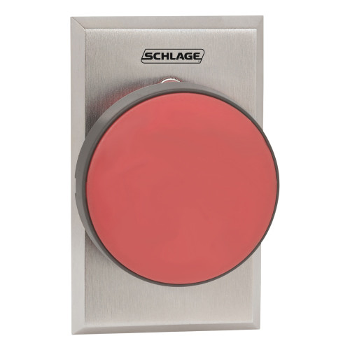 Schlage Electronics 625RD AA 2-3/4 Mushroom Button Single Gang Red Alternate Action - Maintained Satin Stainless Steel