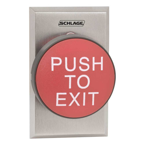 Schlage Electronics 625RD EX DA SF-626 2-3/4 Mushroom Button Single Gang Red PUSH TO EXIT Delayed Action 0-60 Seconds Satin Chrome 625RD EX DA SF-626