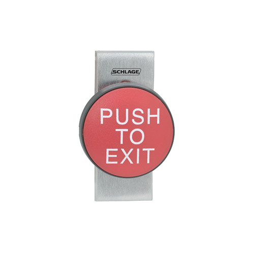 Schlage Electronics 625RD EX DP NS 2-3/4 Mushroom Button Single Gang Red PUSH TO EXIT Double Pole Double Throw Narrow Stile Satin Stainless Steel