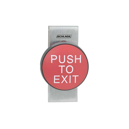 Schlage Electronics 625RD EX DP NS 2-3/4 Mushroom Button Single Gang Red PUSH TO EXIT Double Pole Double Throw Narrow Stile Satin Stainless Steel 625RD EX DP NS