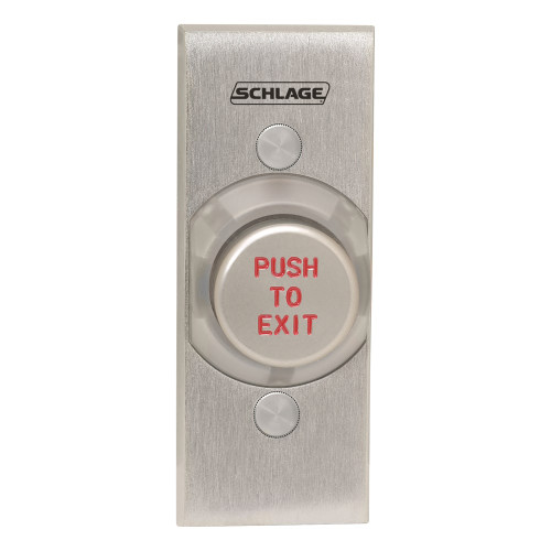 Schlage Electronics 631AL EX NS 1-1/4 Metal Button Single Gang Aluminum Button Engraved PUSH TO EXIT Narrow Stile