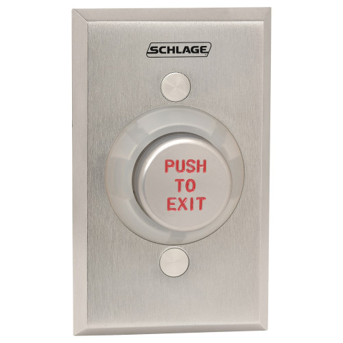 Schlage Electronics 631AL RD EX 1-1/4 Metal Button Single Gang Aluminum Button Red Coated Engraved PUSH TO EXIT