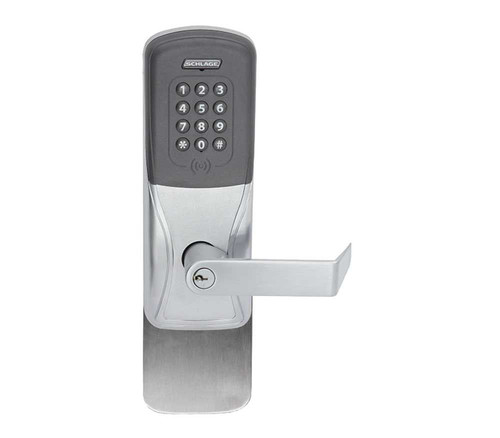 Schlage Electronics AD200993R70MTKRHO626PRR AD-200 Standalone Electronic Lock Rim/Concealed Exit Trim Classroom Function Multi-Technology Reader 125kHz and1356 MHz and Keypad Rhodes Style Lever With Schlage Standard Cylinder Satin Chrome AD200993R70MTKRHO626PRR