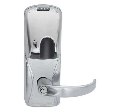 Schlage Electronics AD400CY40MTSPA626PR Grade 1 Networked Wireless Electronic Cylindrical Lock Privacy Function Multi-Technology 125 kHz and 1356 MHz Sparta Lever With Schlage Standard Cylinder Satin Chrome Finish AD400CY40MTSPA626PR