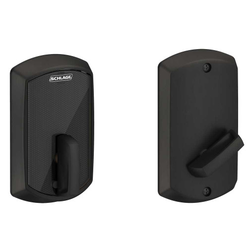 Schlage Electronics BE467F GRW 622 Grade 2 Fire Rated Deadbolt Lock Control Series Greenwich Trim Matte Black Finish BE467F GRW 622