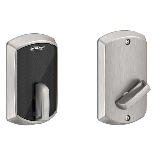 Schlage Electronics BE467F GRW 626 Grade 2 Fire Rated Deadbolt Lock Control Series Greenwich Trim Satin Chrome Finish BE467F GRW 626