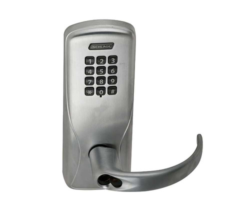 Schlage Electronics CO100993S70KPSPA626BRR CO-100 Standalone Electronic Lock Surface Vertical Rod Exit Device Trim Storeroom Function Keypad Spartan Style Lever SFIC Prep Satin Chrome CO100993S70KPSPA626BRR