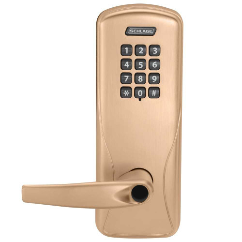 Schlage Electronics CO100CY50KPATH612LR Grade 1 Standalone Electronic Cylindrical Lock Office Function Keypad Reader Athens Lever Less Schlage Standard Cylinder Satin Bronze Finish Clear Coated Finish CO100CY50KPATH612LR