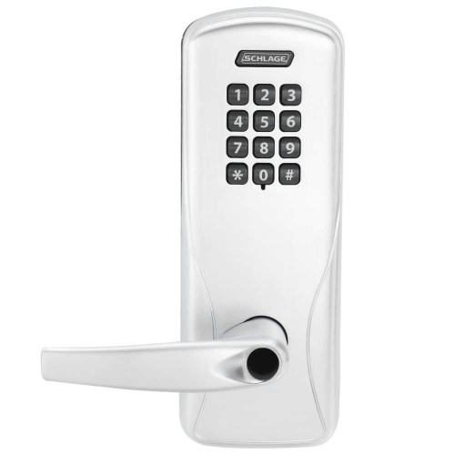 Schlage Electronics CO100CY70KPATH625LR Grade 1 Standalone Electronic Cylindrical Lock Classroom Function Keypad Reader Athens Lever Less Schlage Standard Cylinder Bright Chrome Finish CO100CY70KPATH625LR