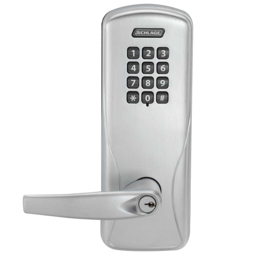 Schlage Electronics CO100CY70KPATH626PR Grade 1 Standalone Electronic Cylindrical Lock Classroom Function Keypad Reader Athens Lever With Schlage Standard Cylinder Satin Chrome Finish CO100CY70KPATH626PR