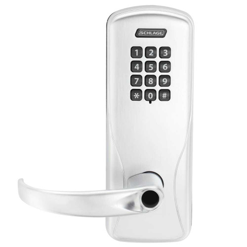 Schlage Electronics CO100CY70KPSPA625LR Grade 1 Standalone Electronic Cylindrical Lock Classroom Function Keypad Reader Sparta Lever Less Schlage Standard Cylinder Bright Chrome Finish CO100CY70KPSPA625LR