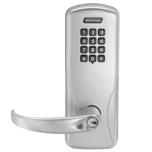 Schlage Electronics CO100MS50KPSPA626PR Grade 1 Standalone Electronic Mortise Lock Office Function Keypad Reader Sparta Lever With Schlage Standard Cylinder Satin Chrome Finish