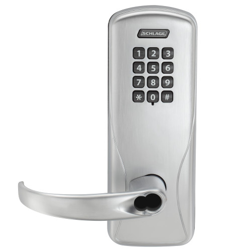 Schlage Electronics CO100MS70KPSPA626JCO6R Grade 1 Standalone Electronic Mortise Lock Classroom Function Keypad Reader Sparta Lever LFIC Corbin 6-Pin Core Prep Satin Chrome Finish