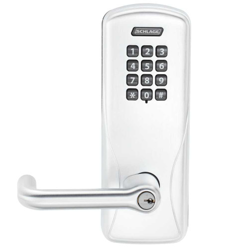 Schlage Electronics CO100MS70KPTLR625PR Grade 1 Standalone Electronic Mortise Lock Classroom Function Keypad Reader Tubular Lever With Schlage Standard Cylinder Bright Chrome Finish CO100MS70KPTLR625PR