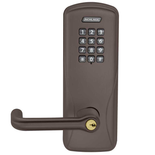 Schlage Electronics CO100MS70KPTLR643EPR Grade 1 Standalone Electronic Mortise Lock Classroom Function Keypad Reader Tubular Lever With Schlage Standard Cylinder Aged Bronze Finish CO100MS70KPTLR643EPR