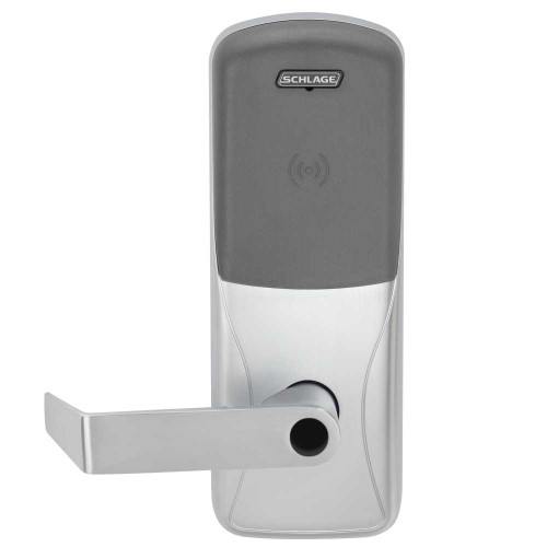 Schlage Electronics CO200CY50PRRHO626LR Grade 1 Standalone Electronic Cylindrical Lock Office Function Proximity Reader Rhodes Lever Less Schlage Standard Cylinder Satin Chrome Finish CO200CY50PRRHO626LR