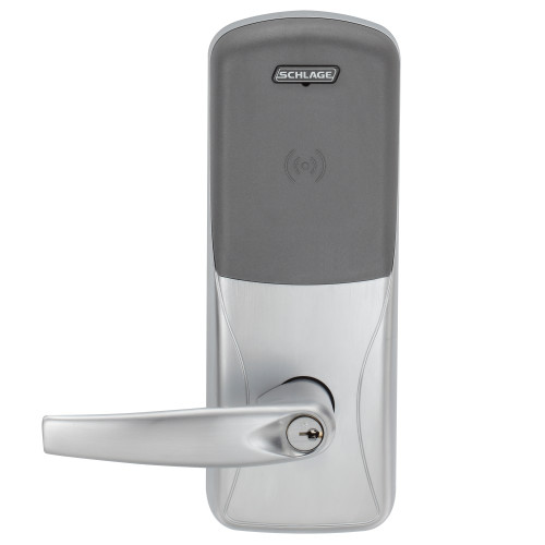 Schlage Electronics CO200CY70PRATH626PR Grade 1 Standalone Electronic Cylindrical Lock Classroom Function Proximity Reader Athens Lever With Schlage Standard Cylinder Satin Chrome Finish