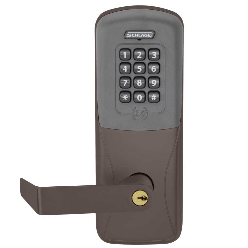 Schlage Electronics CO200CY70PRKRHO643EPR Grade 1 Standalone Electronic Cylindrical Lock Classroom Function Proximity Reader and Keypad Rhodes Lever With Schlage Standard Cylinder Aged Bronze Finish CO200CY70PRKRHO643EPR