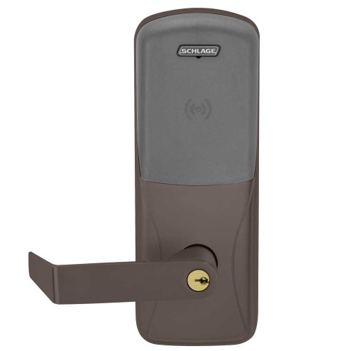 Schlage Electronics CO200CY70PRRHO643EPR Grade 1 Standalone Electronic Cylindrical Lock Classroom Function Proximity Reader Rhodes Lever With Schlage Standard Cylinder Aged Bronze Finish CO200CY70PRRHO643EPR